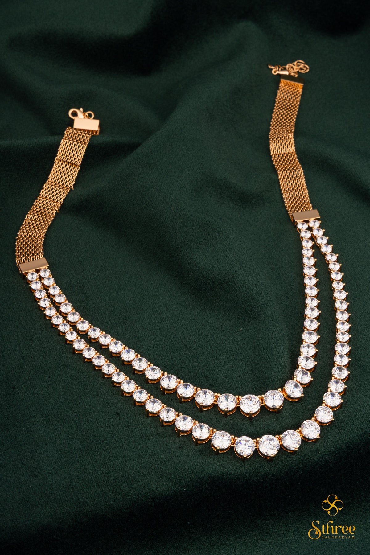 Solitaire Necklace Two Layer - Rose Gold Finish