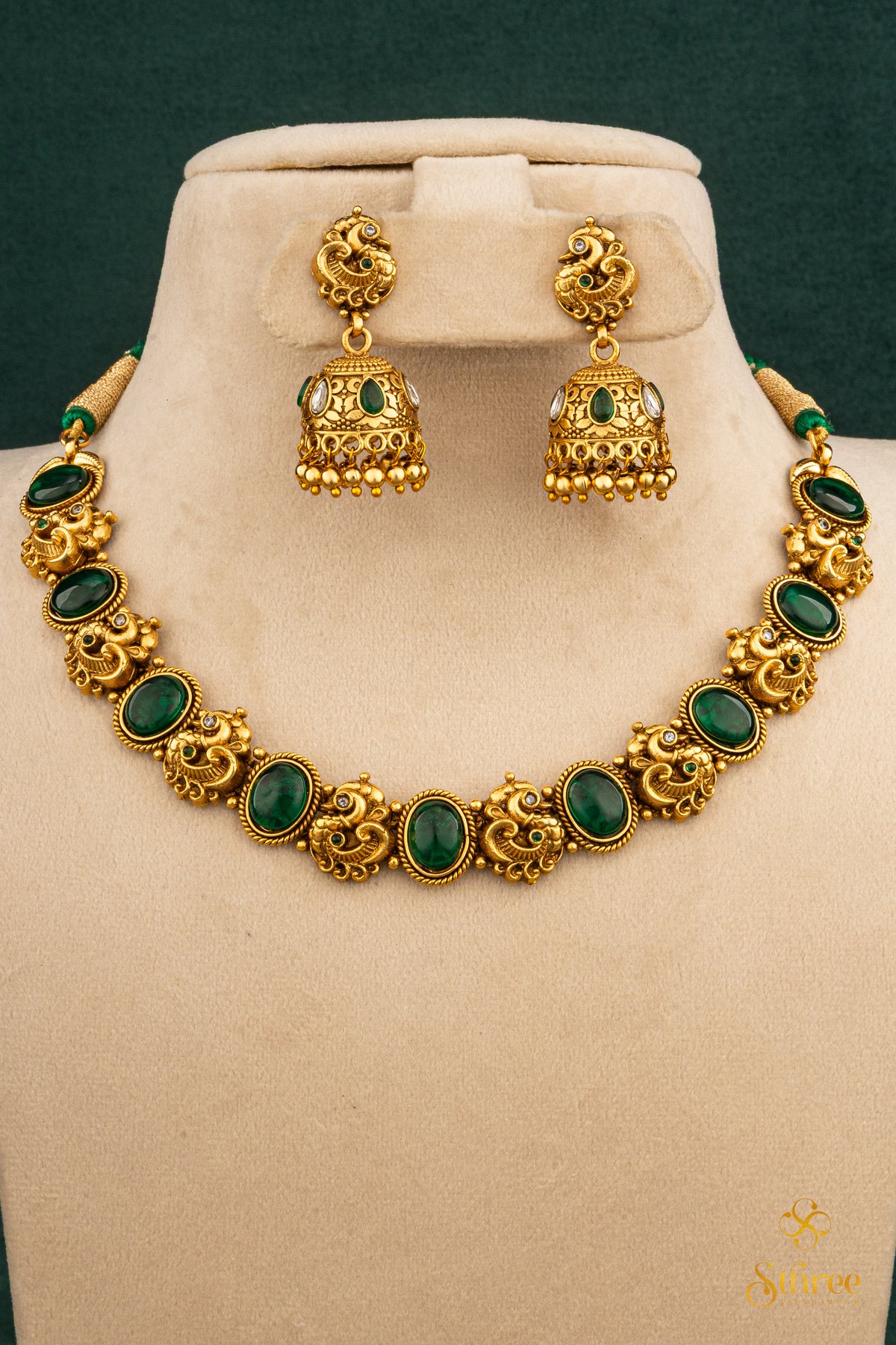 Peacock with Emerald green Choker