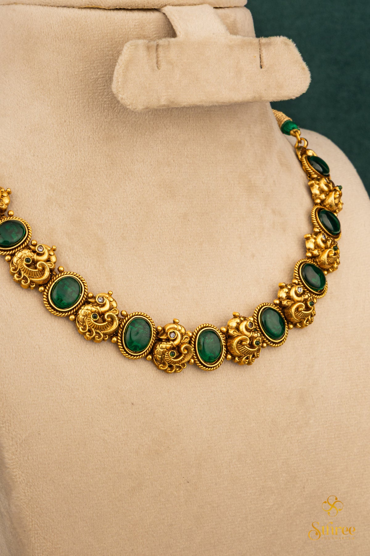 Peacock with Emerald green Choker