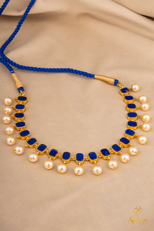Reversible Necklace - Sapphire blue and White