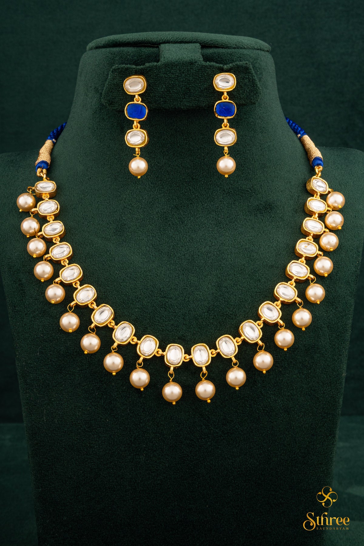 Reversible Necklace - Sapphire blue and White