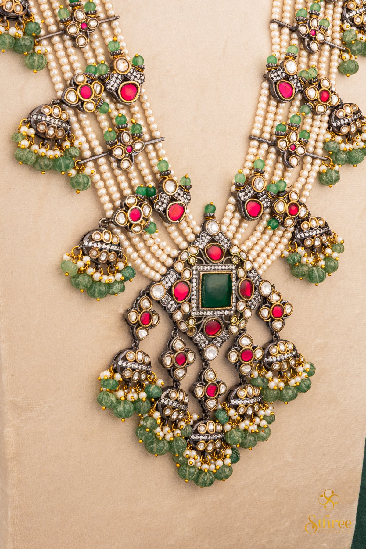 Rani Haram - Emerald Green and Pearls