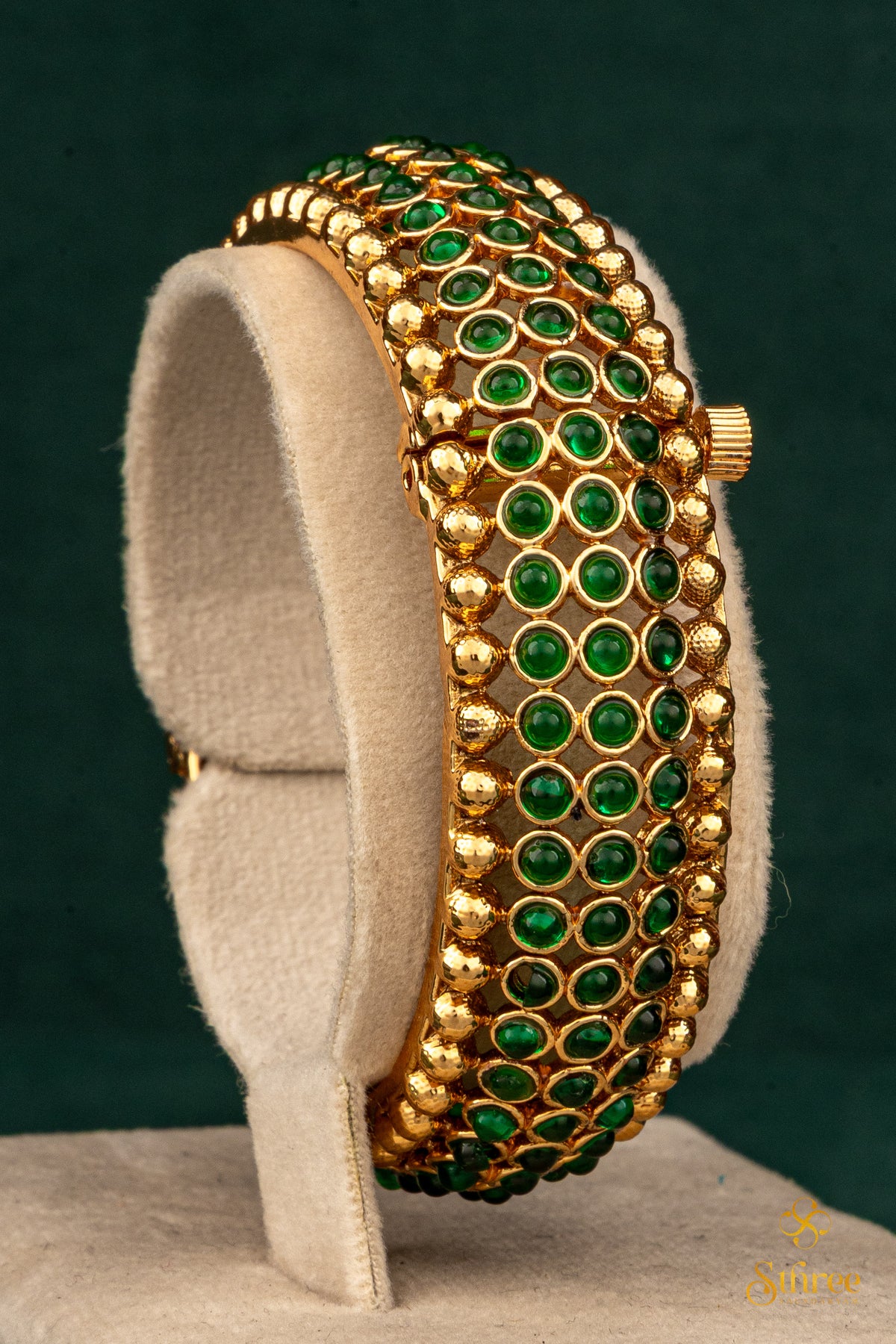 Antique finish Kada - Emerald Green