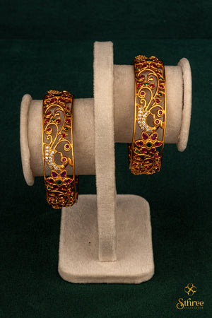 Antique finish , Floral with Peacock pattern