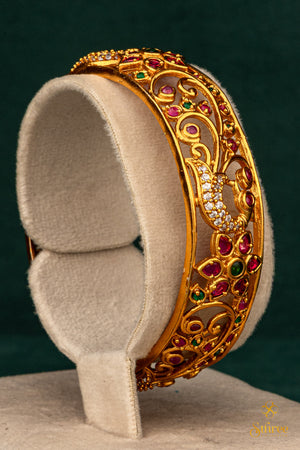 Antique finish , Floral with Peacock pattern
