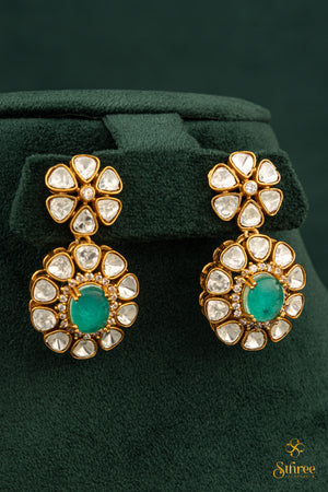 Designer Necklace - Moissanite and Green Neckpiece Set