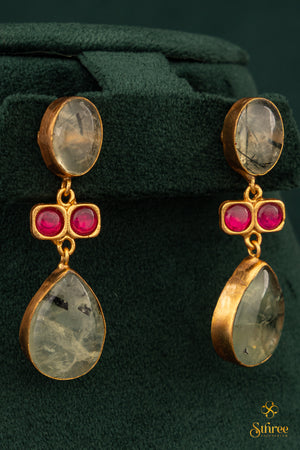 Layered Cabochon with Kemp Necklace - Light green