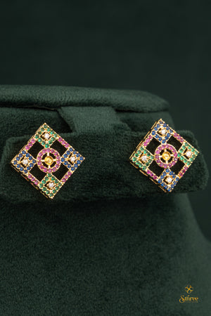 Multi - colour kolam pendant with chain