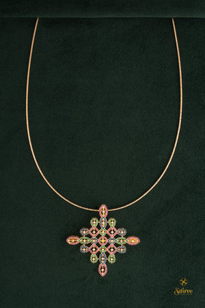 Multi - colour kolam pendant with chain