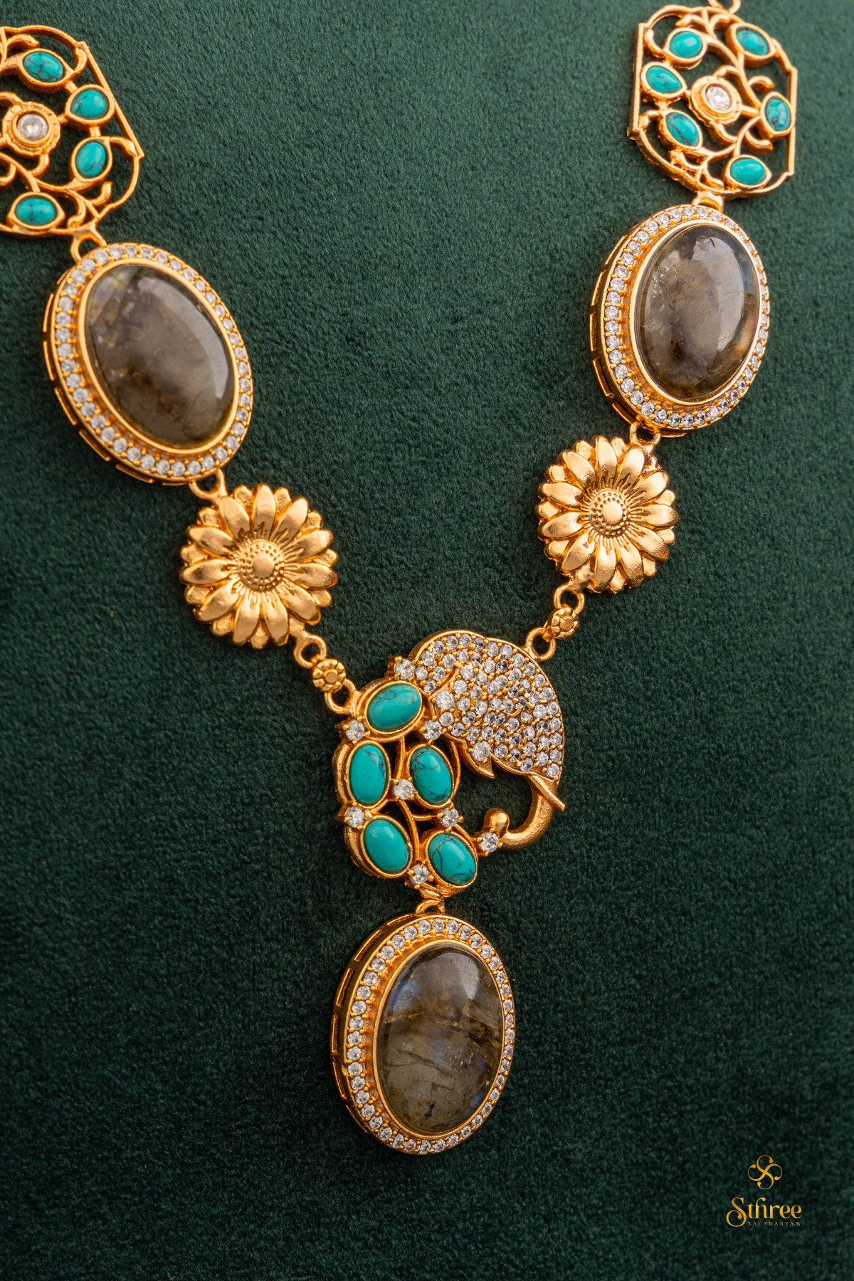 Grey Cabachons with Turquoise blue