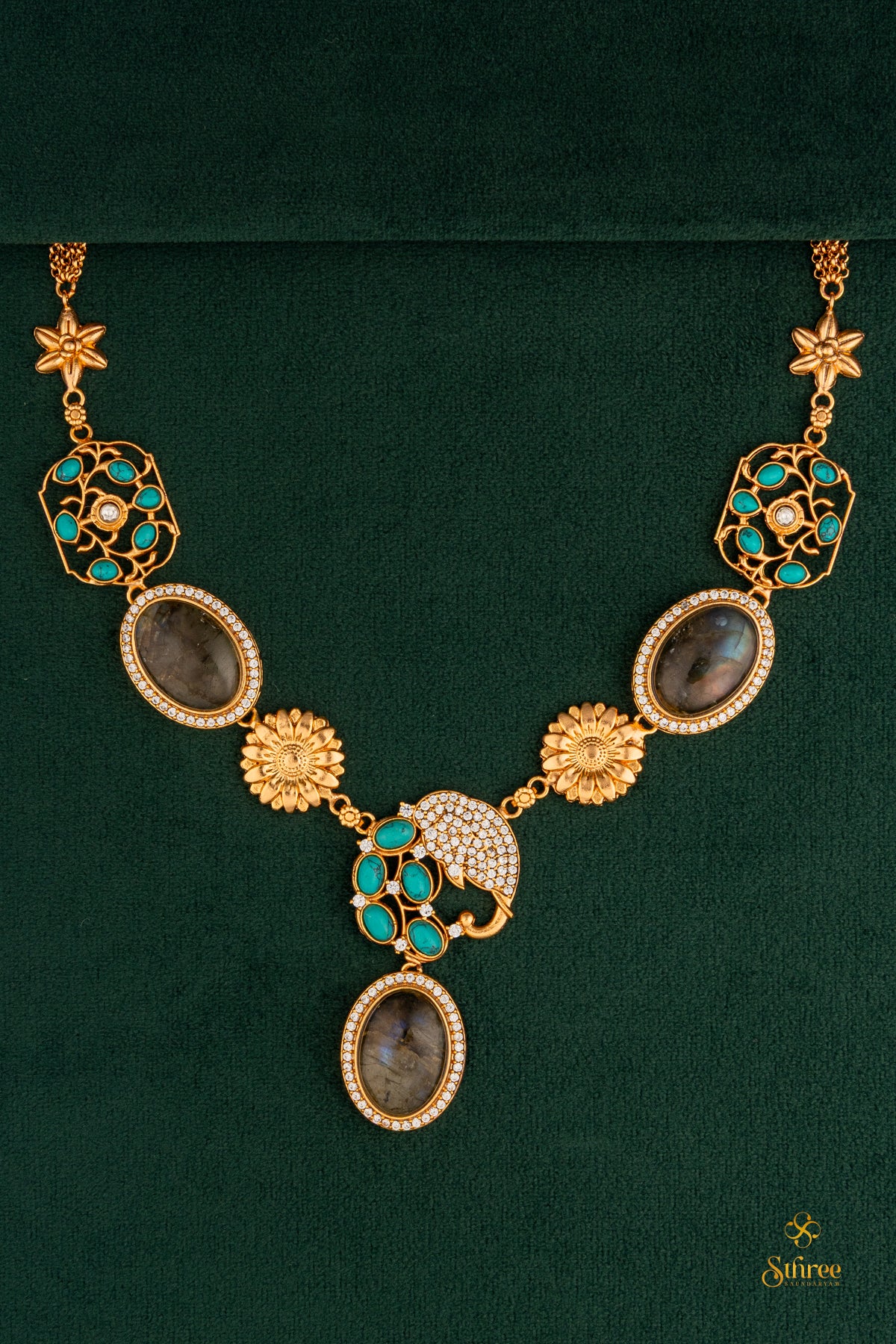 Grey Cabachons with Turquoise blue