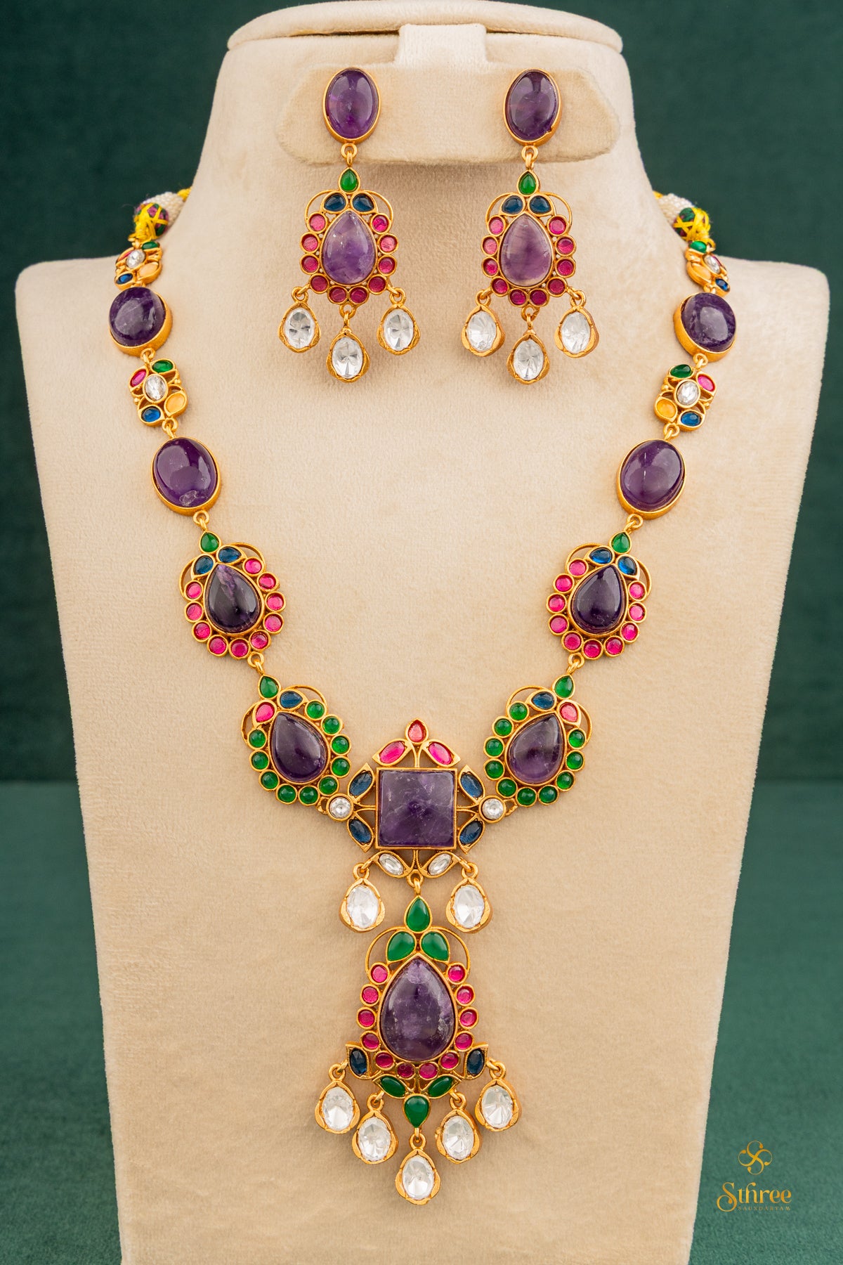 Amethyst Colour Cabachons with Kemp