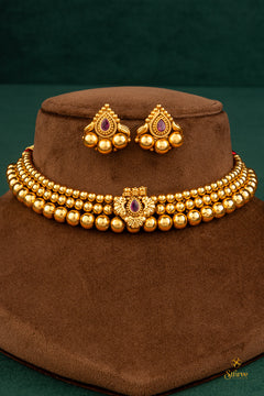 Tussi pattern Necklace - Ruby red