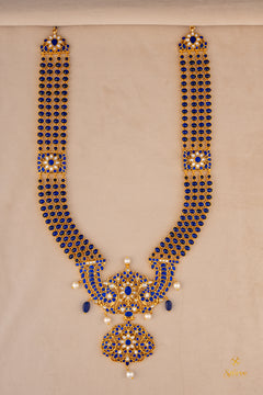 Sapphire blue - Makarakanthi Pendant in Four Lines