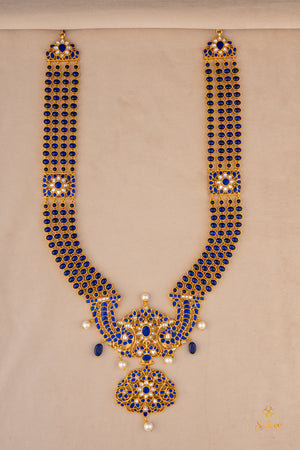 Sapphire blue - Makarakanthi Pendant in Four Lines