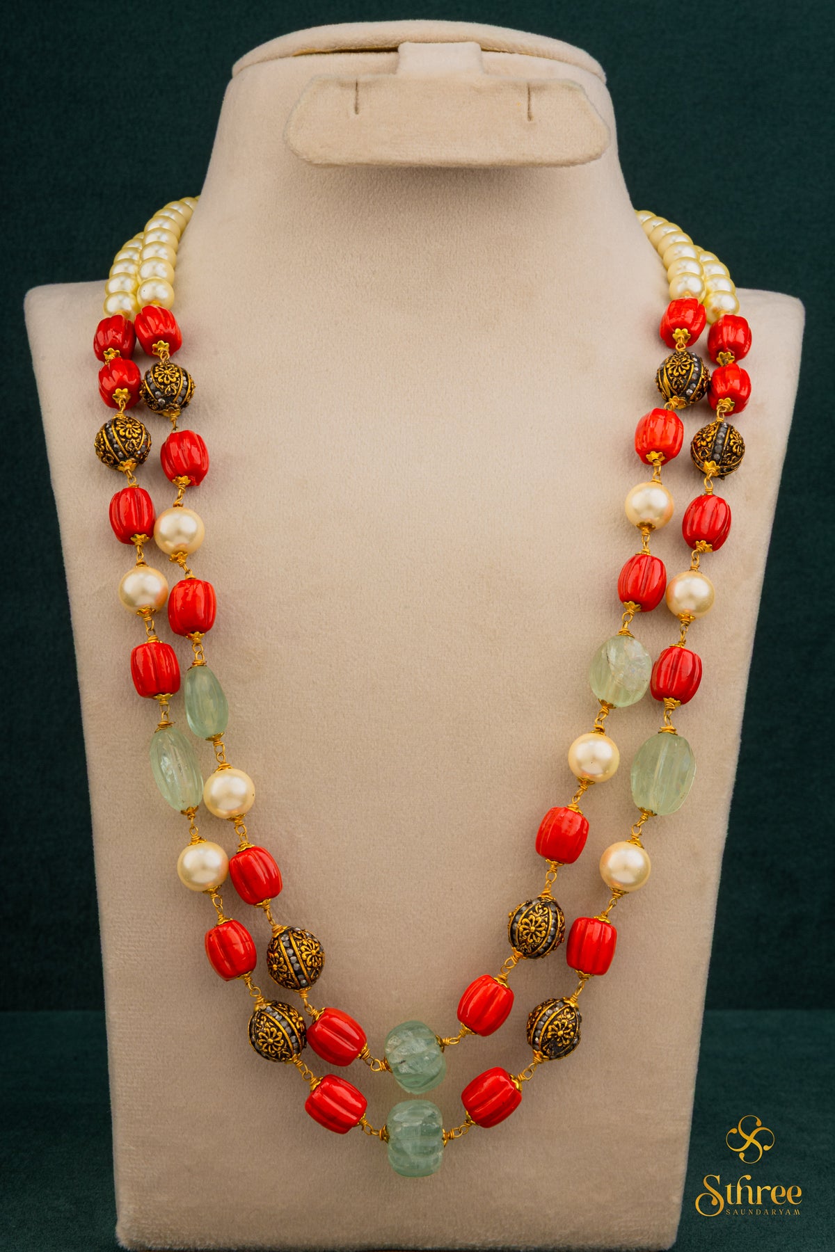 Exclusive mala - Coral, Pearls and Antique Beads