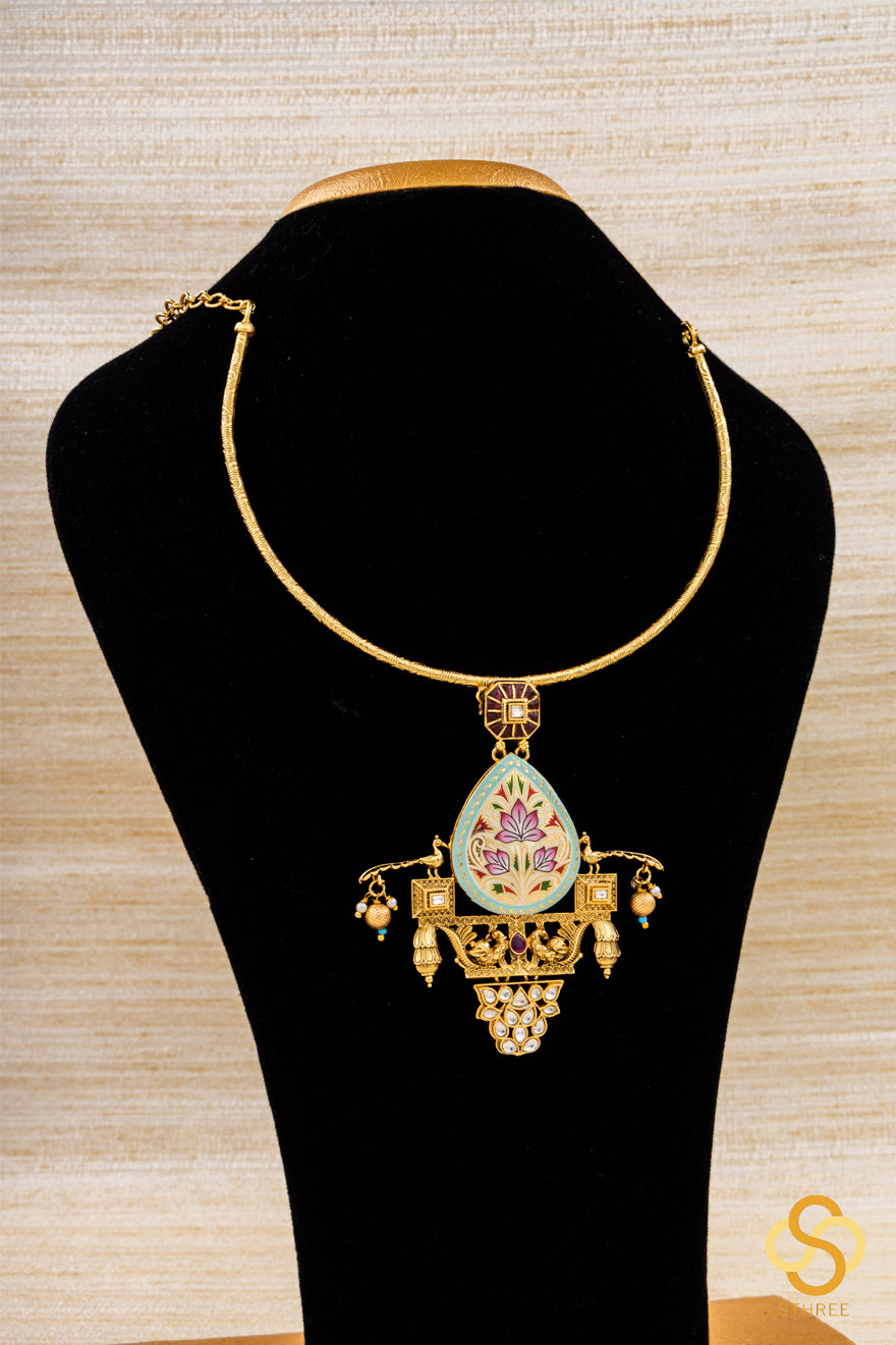 Meenakari Hasli set - Turquoise blue