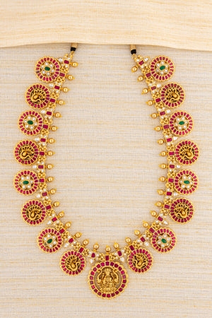 Lakshmi Bottu-Mala Set in Kundan, Kemp Red