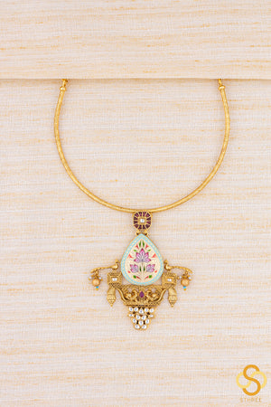Meenakari Hasli set - Turquoise blue