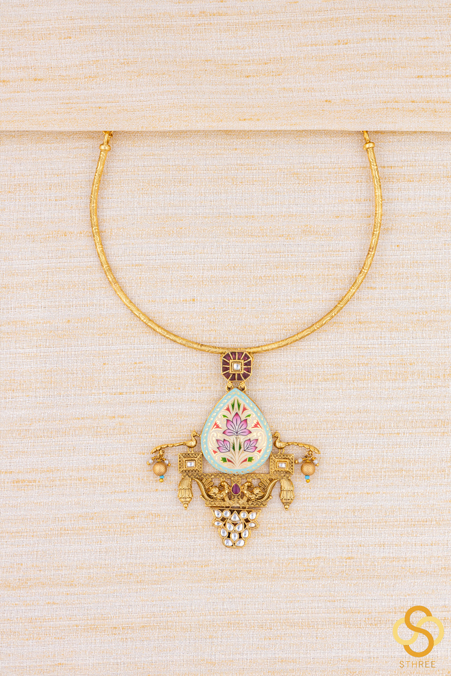 Meenakari Hasli set - Turquoise blue