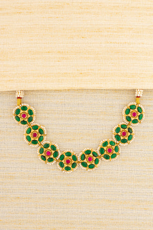 Jadau Kundan Choker - Green and Ruby Red