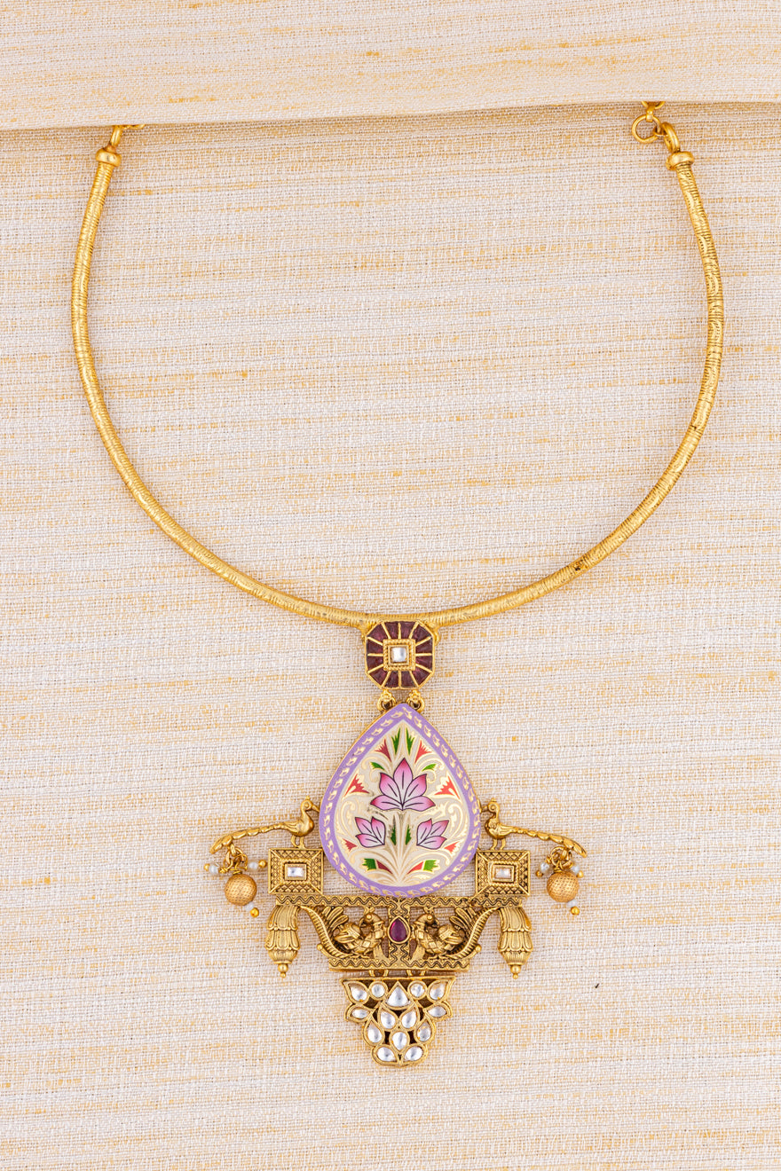 Meenakari Hasli necklace set - Mauve