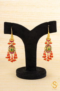 Chandbali Hanging - Jadau kundan  - Red