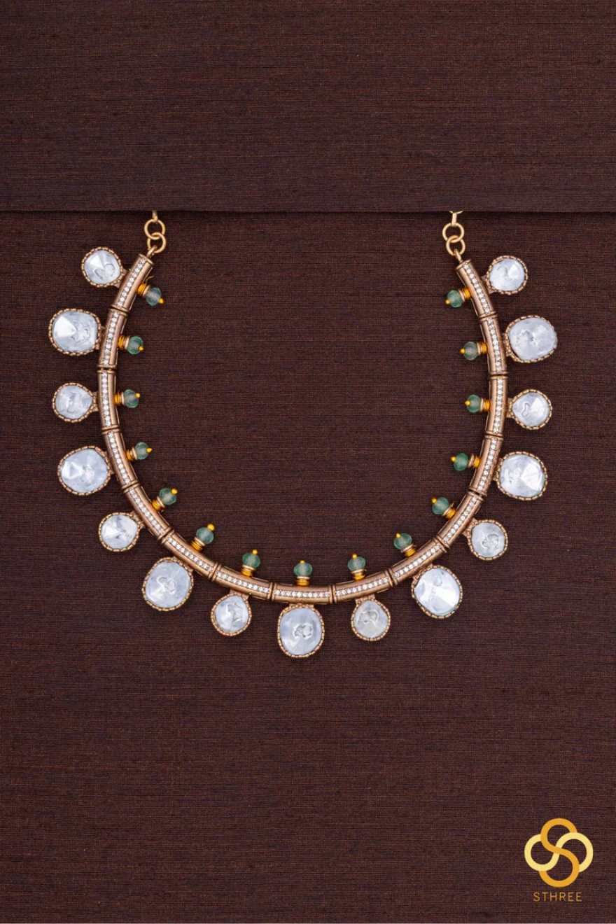 Kundan Kasumalai - Light Green Beads on Top