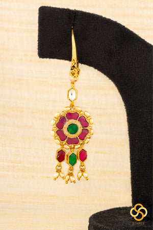 Jadau Kundan hook earrings - Ruby red
