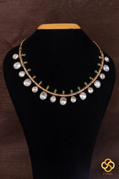 Kundan Kasumalai - Light Green Beads on Top