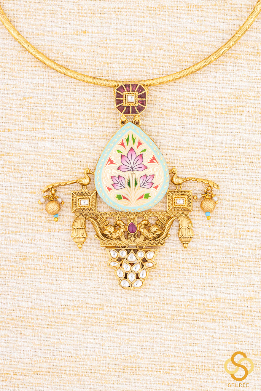 Meenakari Hasli set - Turquoise blue