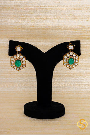 Two Liner Moissanite and Emerald Green Necklace Set