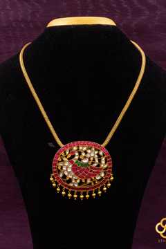 925 Silver - Annapakshi Padakkam - Kemp red
