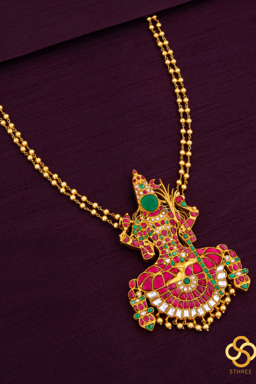 925 Silver - Kamakshi Necklace in Rettai - Vari
