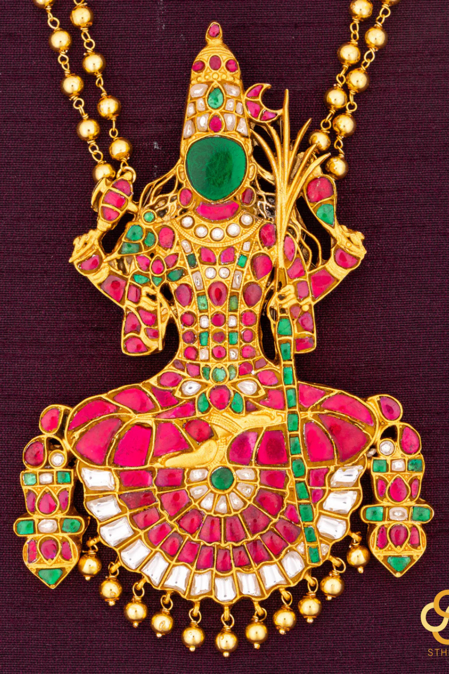 925 Silver - Kamakshi Necklace in Rettai - Vari