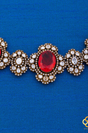 Victorian Choker with Red Stones and Zircons