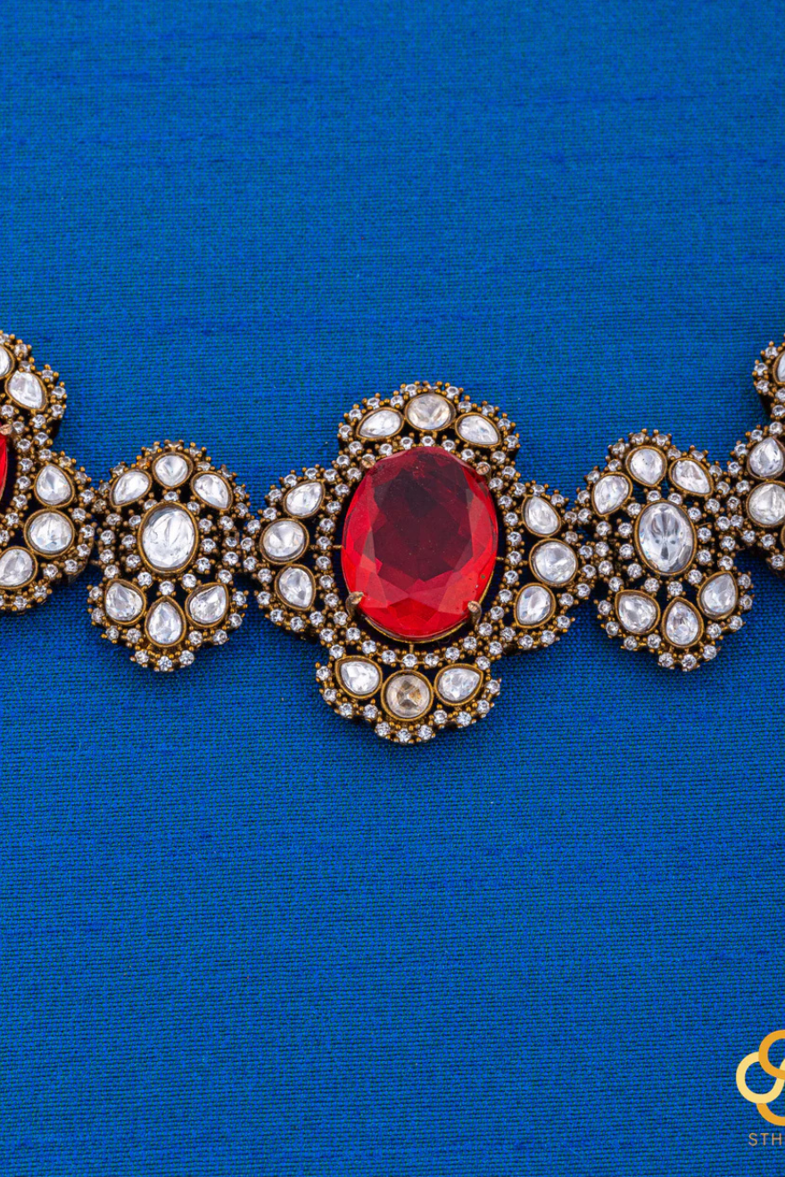 Victorian Choker with Red Stones and Zircons