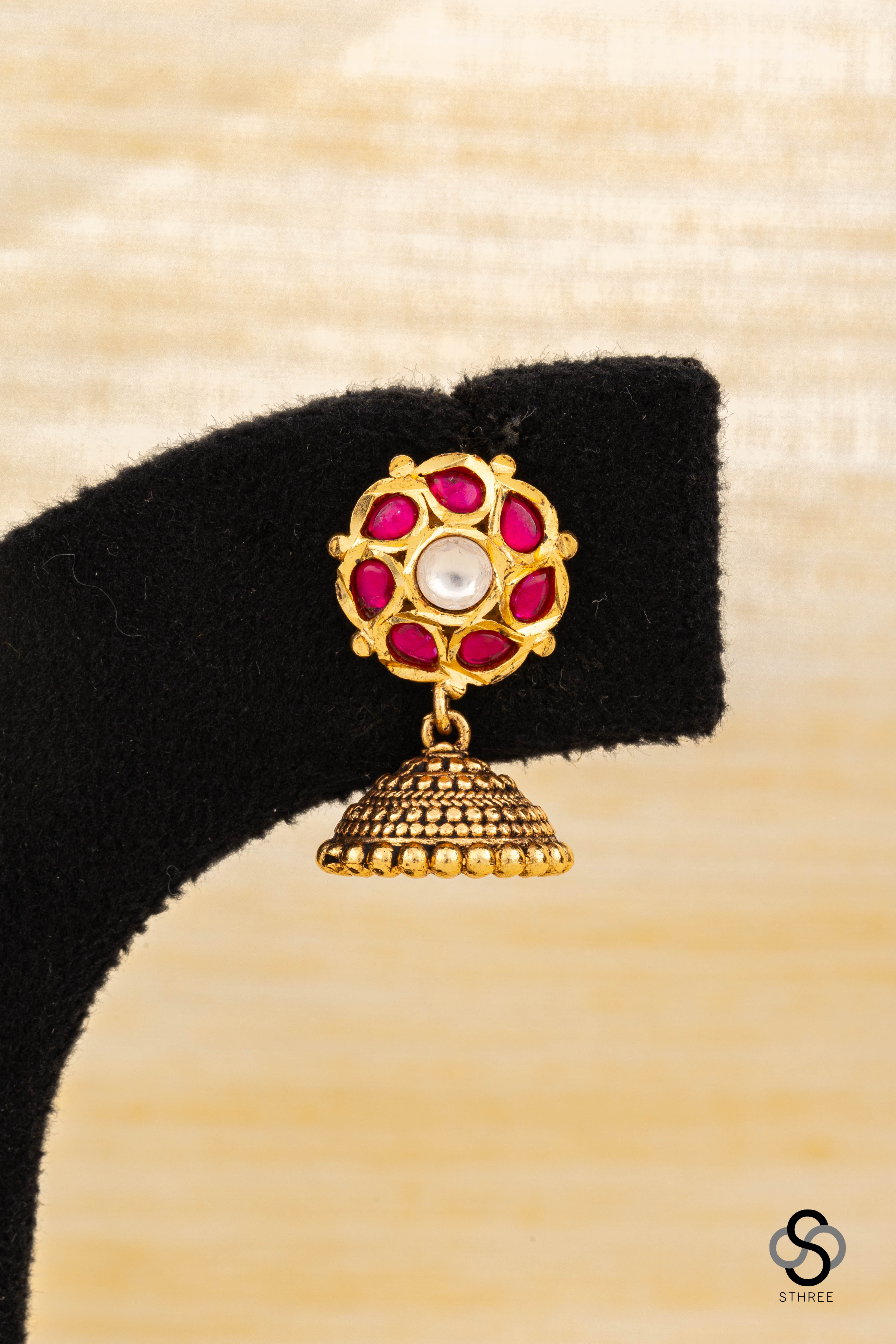 Ruby red jhumka
