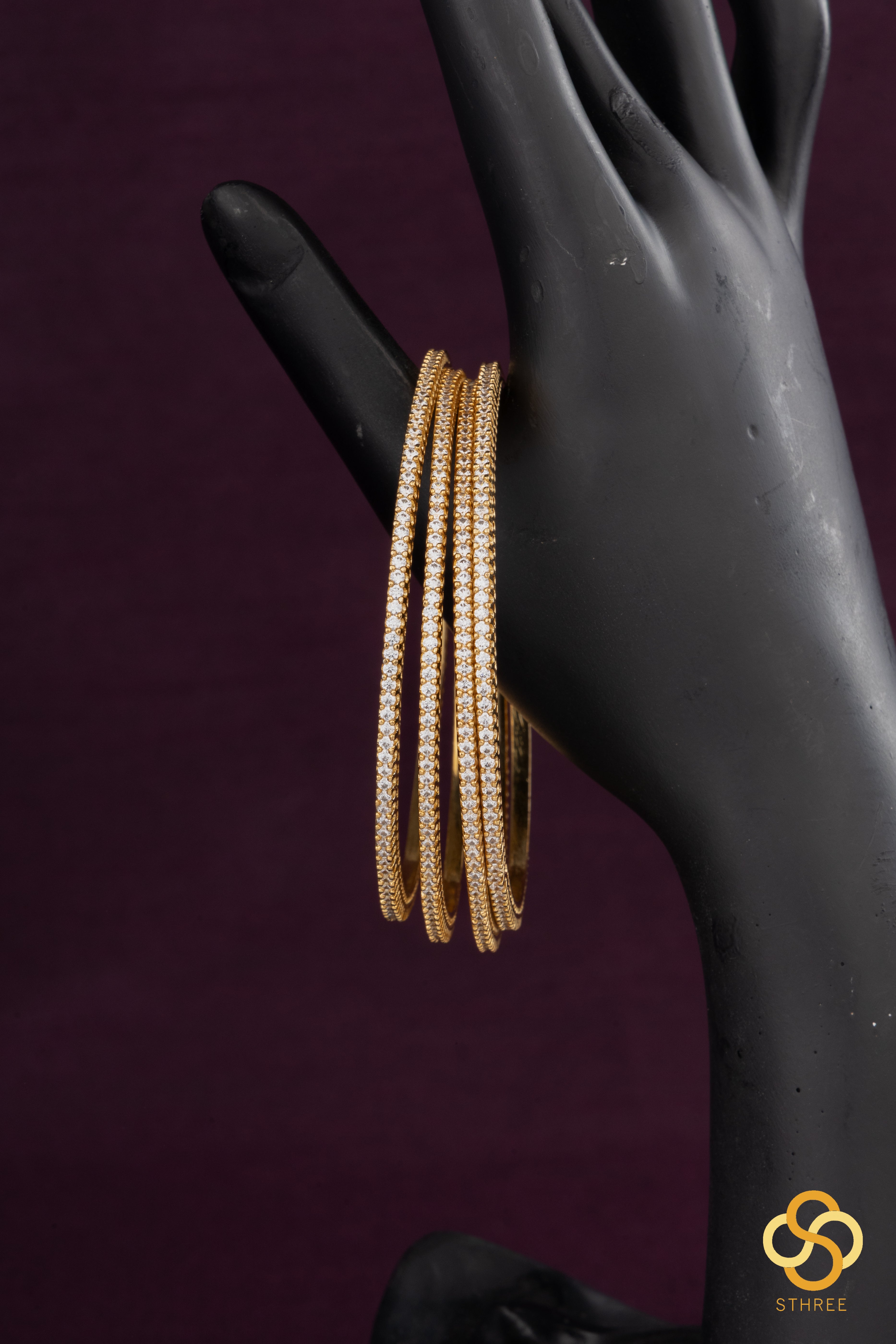 Set of 4 - American diamond bangles