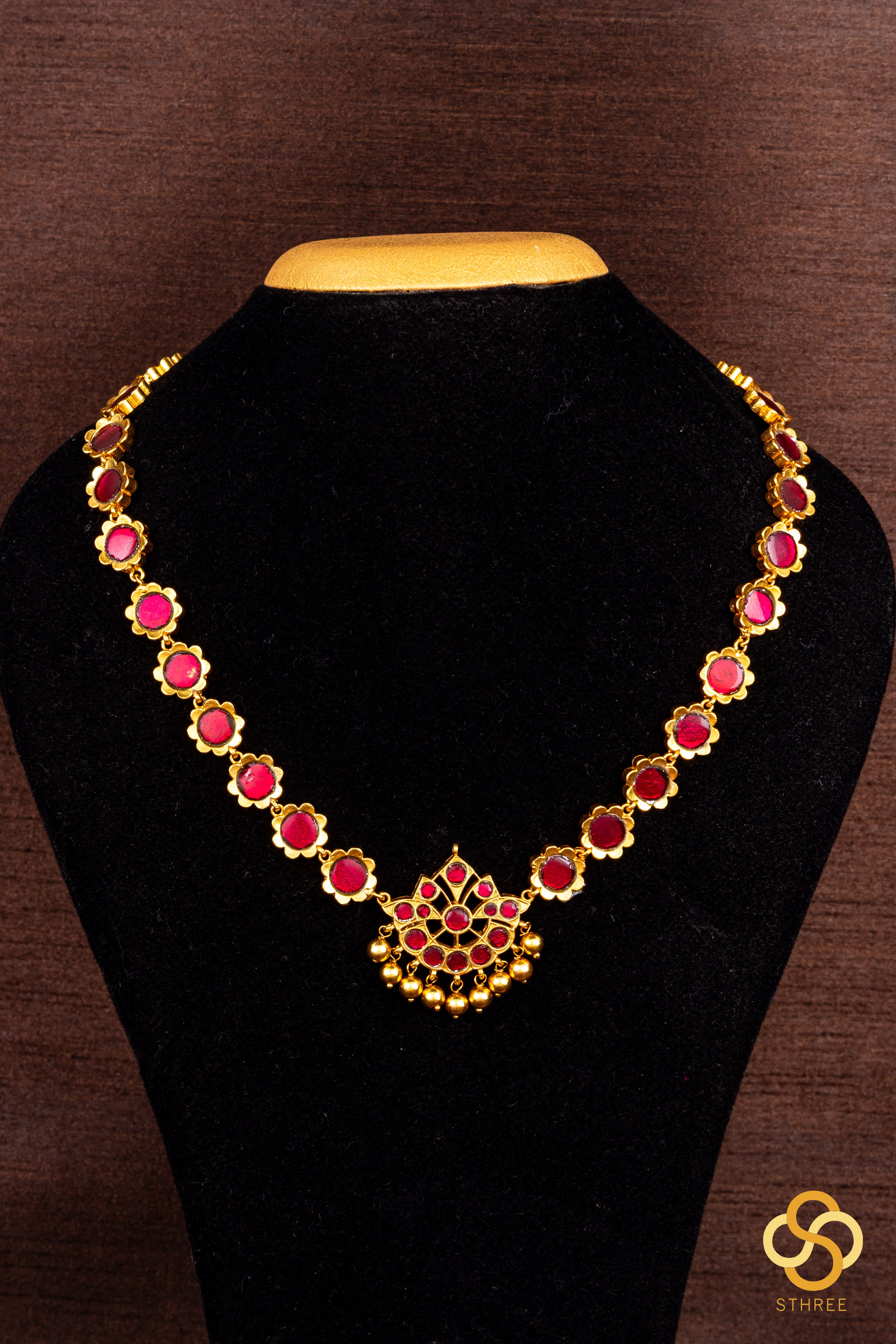 Palakkad Neckalace - Single liner - Kemp Red