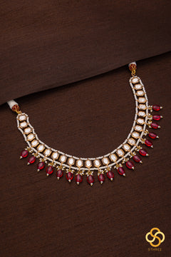 Kundan Stone Choker with Pearls and Ruby Pink Set