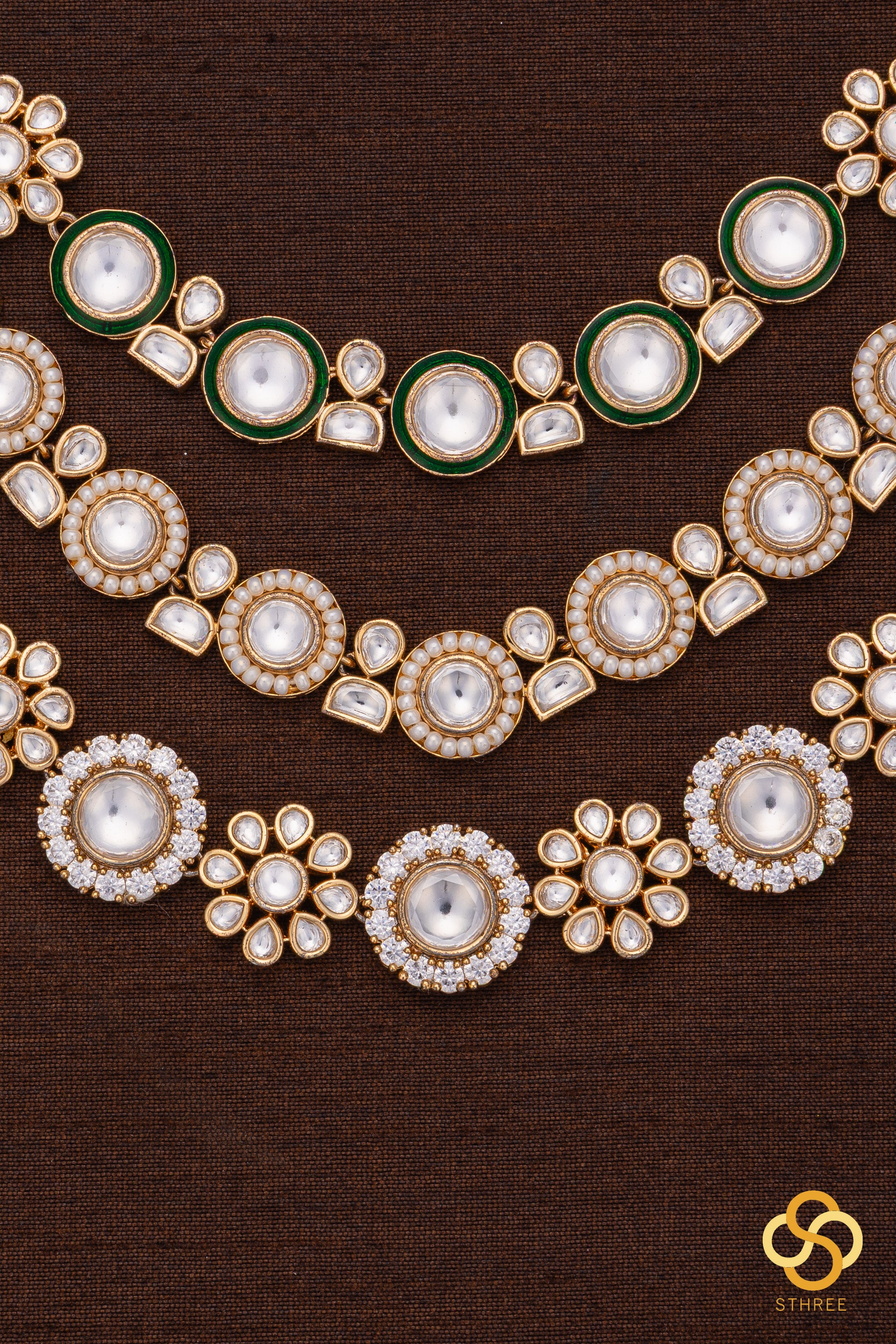 Three Liner Moissanite Necklace Set