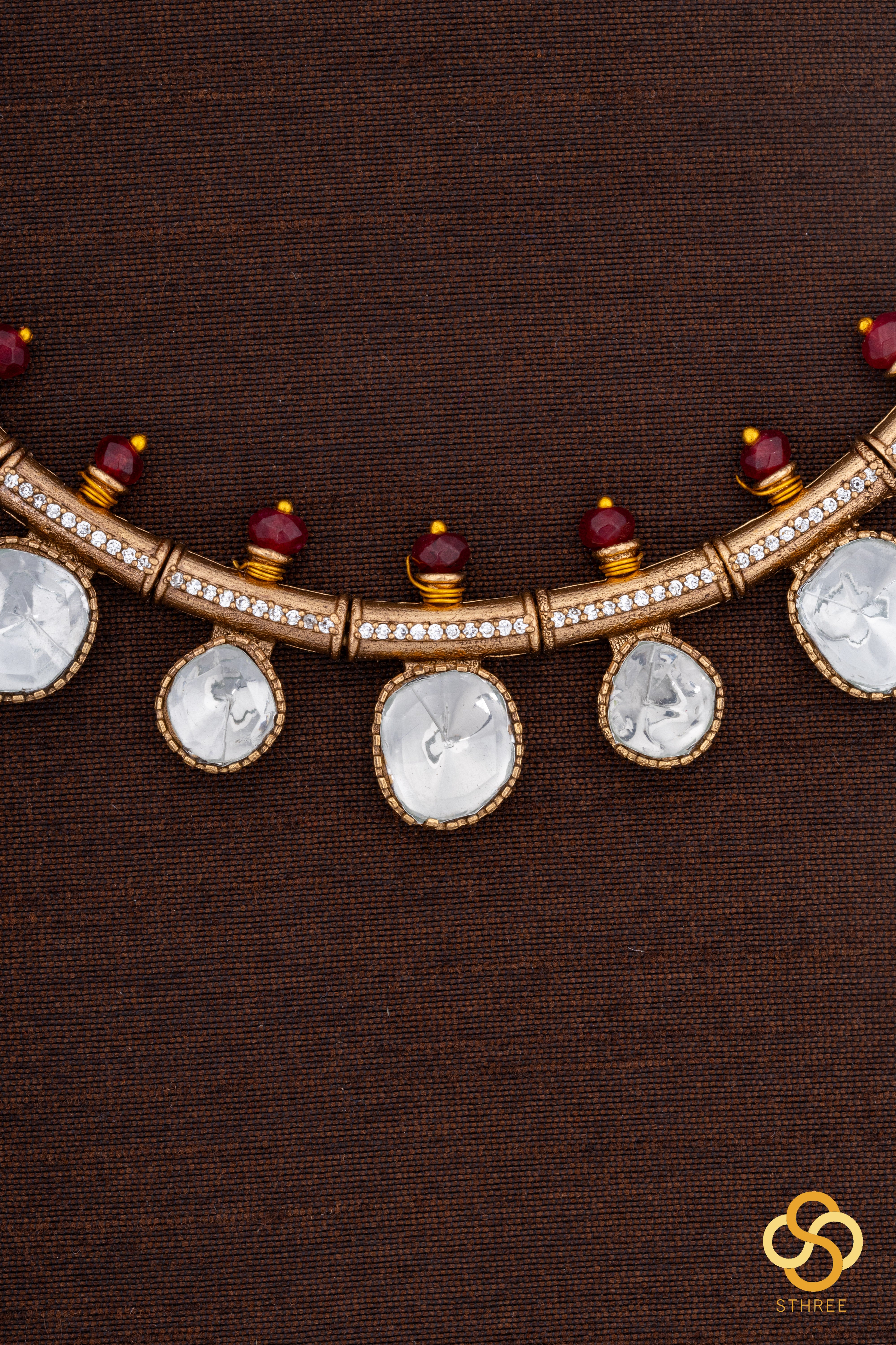 Kundan Kasumalai -  Ruby red beads on top