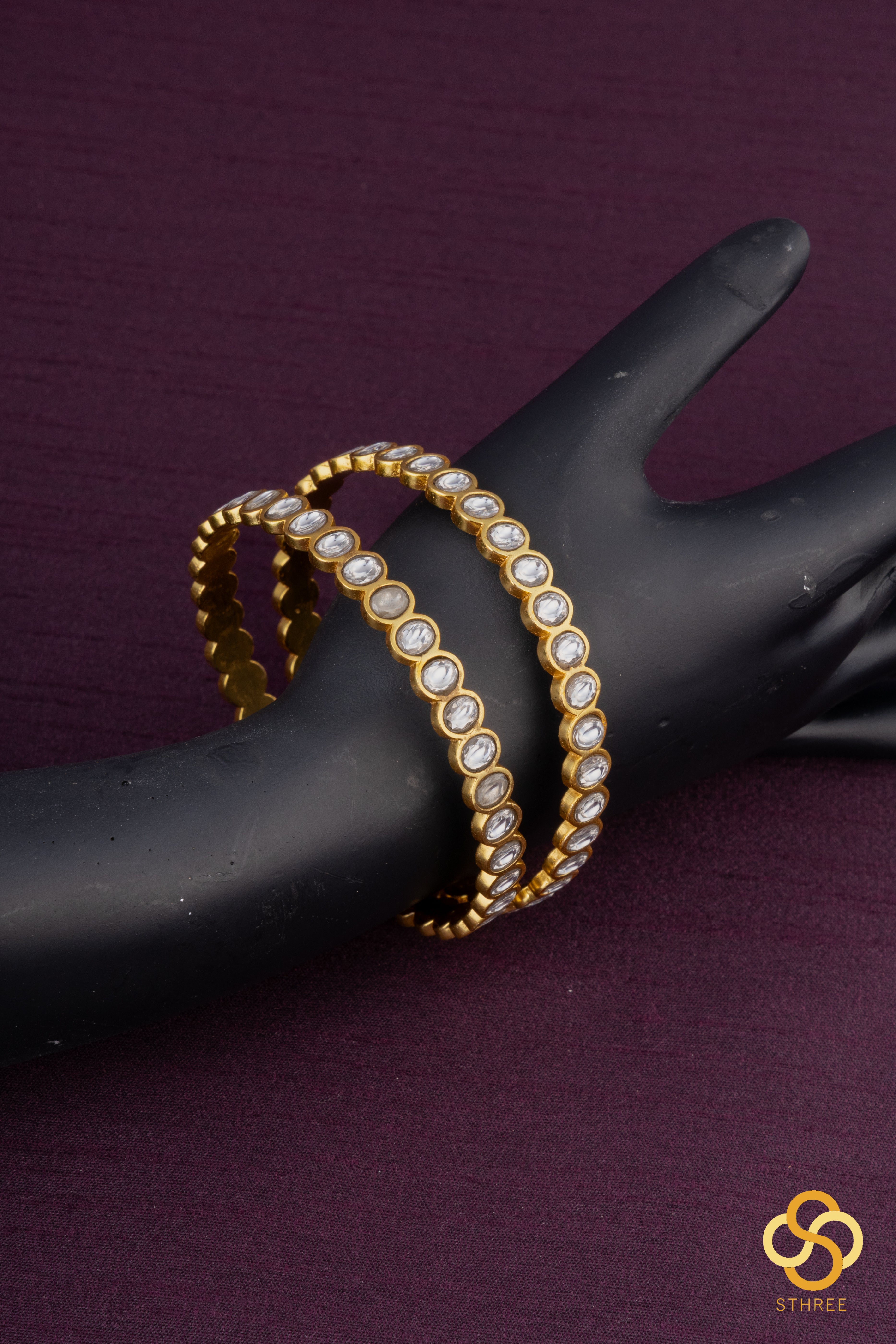 Jadau Kundan bangles - White