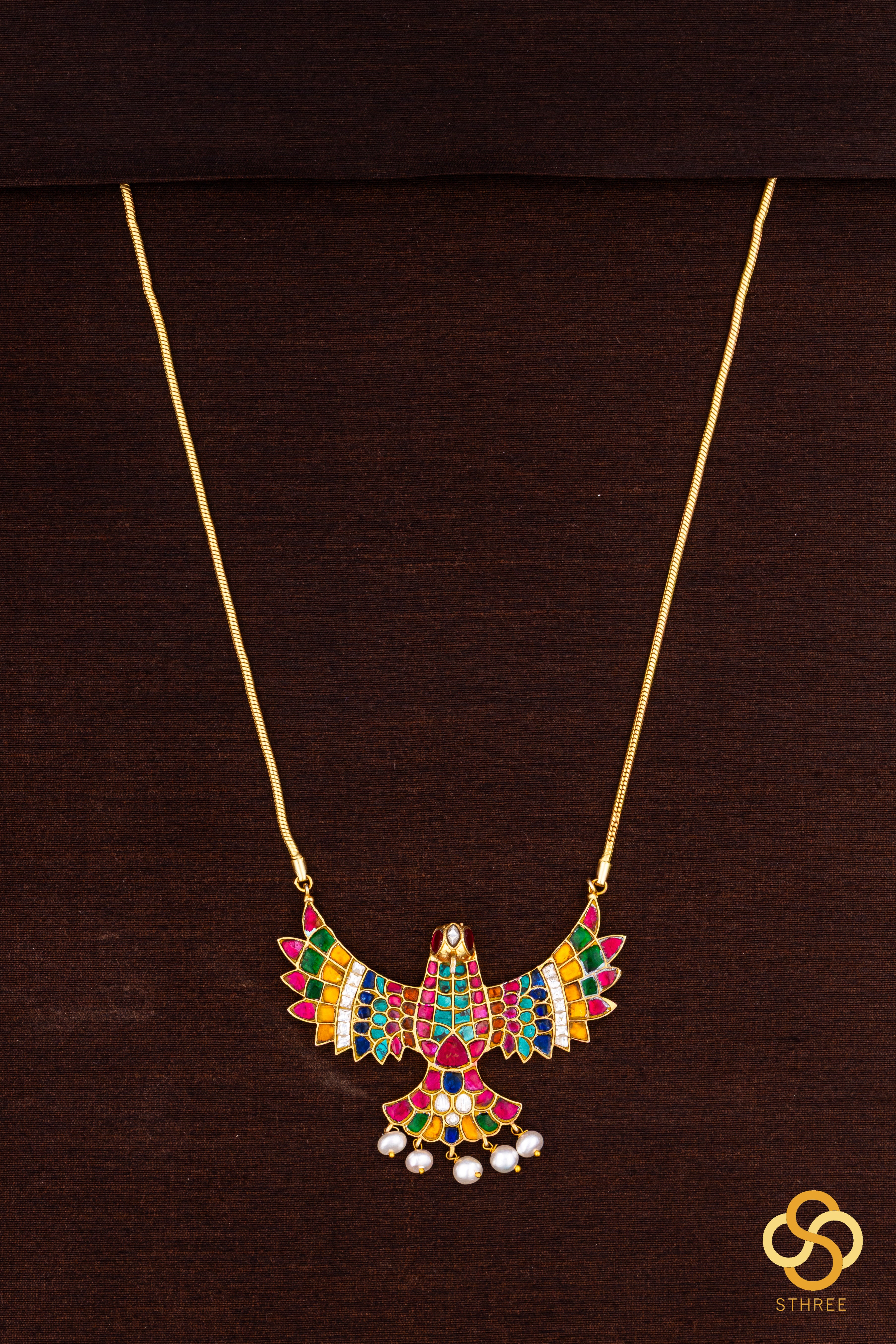 Gandaberunda Pendant with Pearls - Navarathna