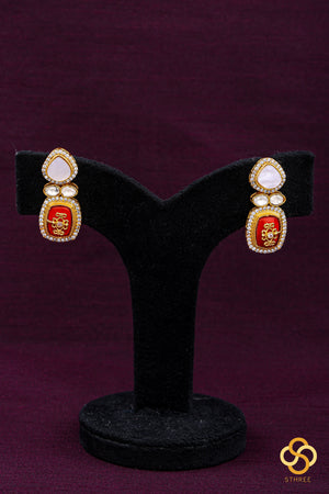 Layered Kundan Necklace - Coral with White
