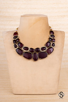 Maroon Colour Stone Necklace