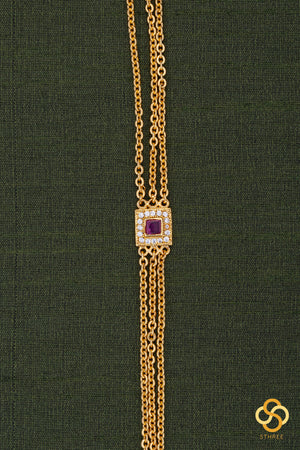 Mogappu with Three Line Chain - Ruby Red