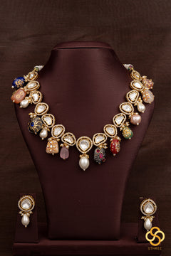 Kundan Set with multi colour stone hangings