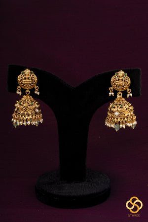 Gold with Square Kundan Necklace Set - Long